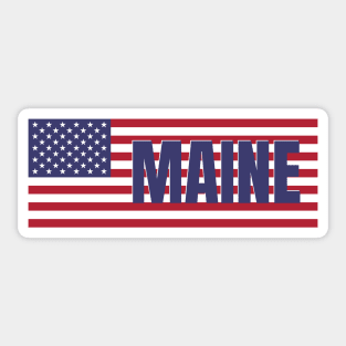 Maine State in American Flag Sticker
